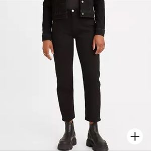 Reformation x Levi's Black Button Fly Straight Leg Distressed Jeans Size…